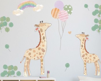 Cartoon Giraffes with Trees Nature Scene Vinyl Nursery Sticker Cartoon Giraffes with Trees Nature Scene Vinyl Nursery Sticker